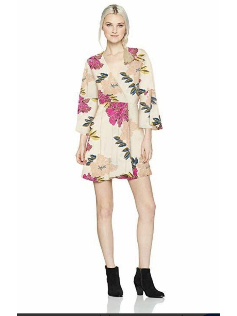 Billabong Tropical Flower Beach Boho Mini Crossbody Open Back Dress XS